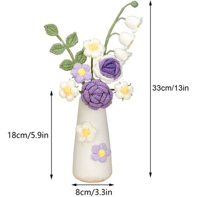 MCKENSA Fleur Artificielle En Laine Tricotée À La Main, Avec Vase En Céramique, Idéale Comme Cadeau. Publicité MCKENSA Fleur Artificielle En Laine Tricotée À La Main, Avec Vase En Céramique, Idéale Comme Cadeau. Publicité
