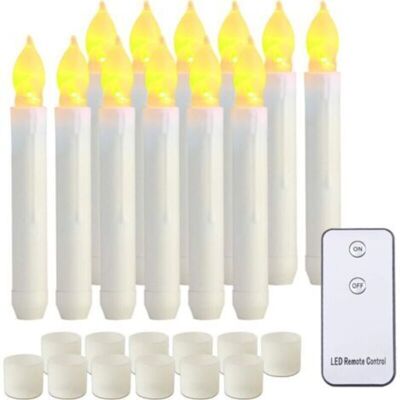 SANS MARQUE Bougies Coniques Led À Piles Avec Télécommande Lumière Vacillante Lot De 12 Jaune Chaud Pour Halloween Fêtes - Publicité SANS MARQUE Bougies Coniques Led À Piles Avec Télécommande Lumière Vacillante Lot De 12 Jaune Chaud Pour Halloween Fêtes - Publicité