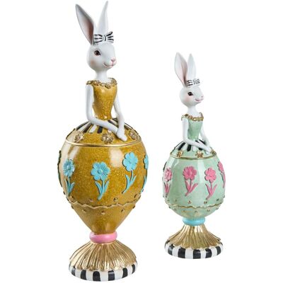 BELIANI Lot De 2 Figurines Décoratives De Pâques En Résine Forme De Lapins Multicolore Odense - Publicité BELIANI Lot De 2 Figurines Décoratives De Pâques En Résine Forme De Lapins Multicolore Odense - Publicité