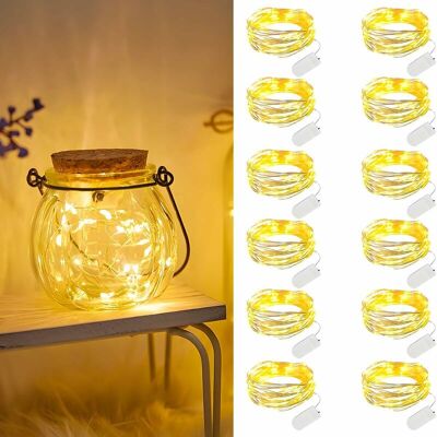 FOCTRO Lot De 12 Guirlande Lumineuse, 2m 20 Leds Guirlandes Lumineuses Led, Mini Guirlande Led Étanche Pour Bouteille,fête, Noël, Chambre,blanc Chaud - Publicité FOCTRO Lot De 12 Guirlande Lumineuse, 2m 20 Leds Guirlandes Lumineuses Led, Mini Guirlande Led Étanche Pour Bouteille,fête, Noël, Chambre,blanc Chaud - Publicité