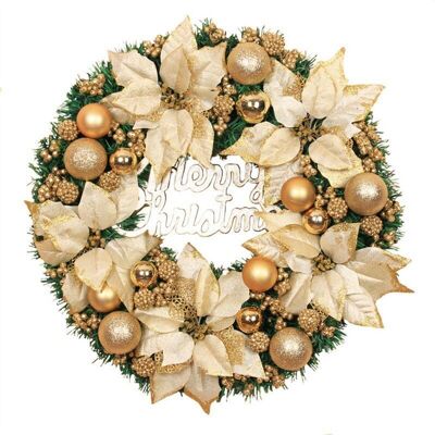 SANS MARQUE Couronne De Noël Suspendue Porte Entrée Décoration Guirlande Dorée Hôtel Centre Commercial 30cm-karteo - Publicité SANS MARQUE Couronne De Noël Suspendue Porte Entrée Décoration Guirlande Dorée Hôtel Centre Commercial 30cm-karteo - Publicité
