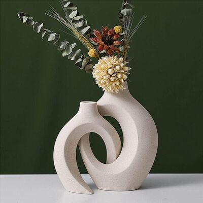 OEM Lot De 2 Vases Creux En Céramique Pour Décoration D'Intérieur, Vase Blanc Décoratif Bohème Moderne, Petits Vases Éclectiques Pour Ferme, Mariage, Entrée, Salon, Bibliothèque, Décoration De Table - Publicité OEM Lot De 2 Vases Creux En Céramique Pour Décoration D'Intérieur, Vase Blanc Décoratif Bohème Moderne, Petits Vases Éclectiques Pour Ferme, Mariage, Entrée, Salon, Bibliothèque, Décoration De Table - Publicité