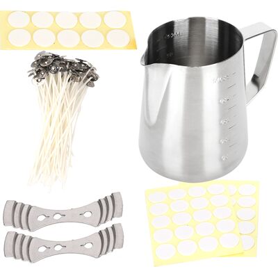 LBVIE Kit De Fabrication De Bougies : Autocollant À Pois Blancs Anti-corrosion, Coupelle À Cire En Acier Inoxydable, Ensemble Diy - Publicité LBVIE Kit De Fabrication De Bougies : Autocollant À Pois Blancs Anti-corrosion, Coupelle À Cire En Acier Inoxydable, Ensemble Diy - Publicité