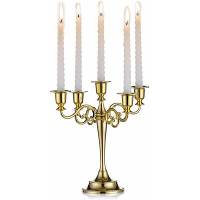 ACQUAVIVASTORE Memkey – Bougeoir Conique Doré 5 Bras En Métal 27cm – Design Chic Vintage – Pour Mariages, Anniversaires, Décorations Noël – Base En Velours - Publicité ACQUAVIVASTORE Memkey – Bougeoir Conique Doré 5 Bras En Métal 27cm – Design Chic Vintage – Pour Mariages, Anniversaires, Décorations Noël – Base En Velours - Publicité