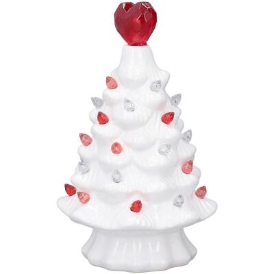 FLAMMKRAFT Sapin De Table Lumineux En Céramique Blanche En Forme De Cœur, Décoration Vintage Rétro Pour Les Fêtes. Décoration De Table Avec Led Et Led. Publicité FLAMMKRAFT Sapin De Table Lumineux En Céramique Blanche En Forme De Cœur, Décoration Vintage Rétro Pour Les Fêtes. Décoration De Table Avec Led Et Led. Publicité