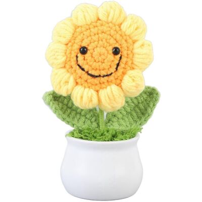 FLAMMKRAFT Tournesol Au Crochet, Mignon Tournesol Tricoté En Pot, Cadeau D'Anniversaire De Maman, Décoration De Bureau - Publicité FLAMMKRAFT Tournesol Au Crochet, Mignon Tournesol Tricoté En Pot, Cadeau D'Anniversaire De Maman, Décoration De Bureau - Publicité