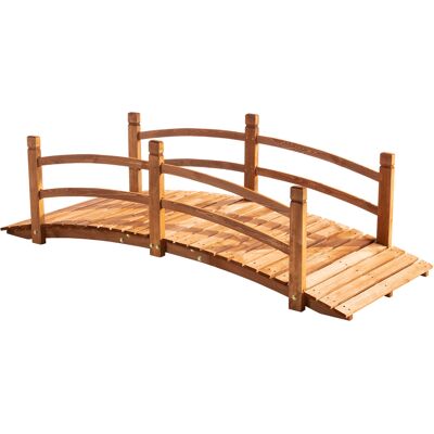 OEM Pont De Jardin En Bois Décoration Du Jardin Dim. 185l X 72l X 58h Cm Avec Balustrade - Bois De Sapin - Orange - Publicité OEM Pont De Jardin En Bois Décoration Du Jardin Dim. 185l X 72l X 58h Cm Avec Balustrade - Bois De Sapin - Orange - Publicité