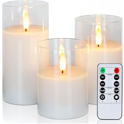ABYSSE Bougies Led Sans Flamme, Bougies Sans Flamme En Verre Transparent Avec Minuterie Et Télécommande, Bougies Piliers Parfaites Pour Noël Et Halloween - Publicité ABYSSE Bougies Led Sans Flamme, Bougies Sans Flamme En Verre Transparent Avec Minuterie Et Télécommande, Bougies Piliers Parfaites Pour Noël Et Halloween - Publicité