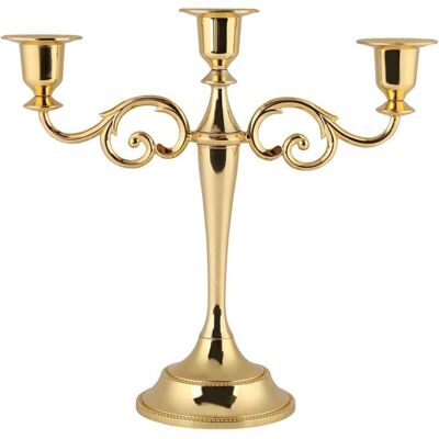 MOXIE Chandelier 3 Branches Bougeoir En Métal Vintage Pour Mariage Décor Maison Table (color : Gold) - Publicité MOXIE Chandelier 3 Branches Bougeoir En Métal Vintage Pour Mariage Décor Maison Table (color : Gold) - Publicité