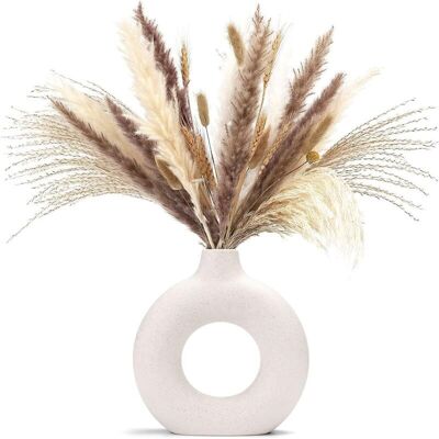 MOXIE Creative Ins Style Nordique, Vase En Céramique Blanche Fleurs Séchées Décoration De Bureau À Domicile Ornements Artisanaux, Ensemble De Vase - Publicité MOXIE Creative Ins Style Nordique, Vase En Céramique Blanche Fleurs Séchées Décoration De Bureau À Domicile Ornements Artisanaux, Ensemble De Vase - Publicité