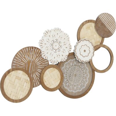OEM Décoration Murale Bois Disques 83,8x44,5 Cm Naturel - Publicité OEM Décoration Murale Bois Disques 83,8x44,5 Cm Naturel - Publicité