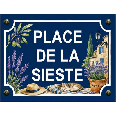 OEM Plaque Métal Place De La Sieste Provence 20 × 15 Cm - Publicité OEM Plaque Métal Place De La Sieste Provence 20 × 15 Cm - Publicité