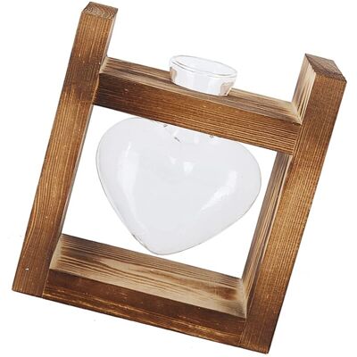 PELTOR Jeffergarden Pot De Fleur Innovant Avec Cadre En Bois Vintage, Vase De Table Transparent, Décoration De La Maison (1 Bouteille En Forme De Cœur) - Publicité PELTOR Jeffergarden Pot De Fleur Innovant Avec Cadre En Bois Vintage, Vase De Table Transparent, Décoration De La Maison (1 Bouteille En Forme De Cœur) - Publicité