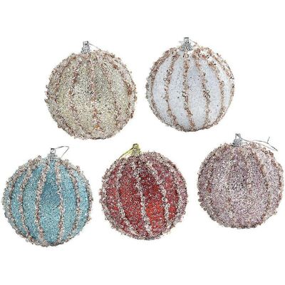 FLAMMKRAFT 5 Boules De Noël Décoratives De 8 Cm De Diamètre, En Mousse Exquise, Blanches, Champagne, Rouge Rosé Et Bleues. Publicité FLAMMKRAFT 5 Boules De Noël Décoratives De 8 Cm De Diamètre, En Mousse Exquise, Blanches, Champagne, Rouge Rosé Et Bleues. Publicité