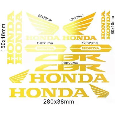 Andiamo Kit D'Autocollants En Vinyle Pour Moto Honda. Logo Cbr Hrc. Ensemble D'Autocollants Pour Réservoir Et Casque Cbr Or Brillant - Publicité Andiamo Kit D'Autocollants En Vinyle Pour Moto Honda. Logo Cbr Hrc. Ensemble D'Autocollants Pour Réservoir Et Casque Cbr Or Brillant - Publicité