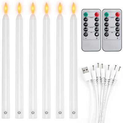 OEM Lot De 6 Bougies Longues Led Vacillantes Sans Flamme Avec 2 Télécommandes, Bougies De Fenêtre Led Rechargeable 26,5 Cm Blanc, Décoration Pour Noël Mariage Fêtes Banquets-dou - Publicité OEM Lot De 6 Bougies Longues Led Vacillantes Sans Flamme Avec 2 Télécommandes, Bougies De Fenêtre Led Rechargeable 26,5 Cm Blanc, Décoration Pour Noël Mariage Fêtes Banquets-dou - Publicité