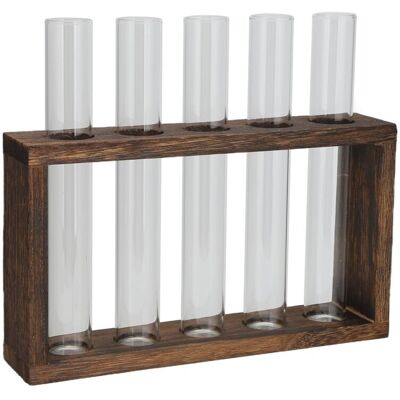 PELTOR Jeffergarden Vase En Tube De Verre De Table, Cadre En Bois De Pin À Haute Teneur En Borosilicate, Plante Rétro Pour Plantes Hydroponiques, Décoration De La Maison, 5 Bouteilles - Publicité PELTOR Jeffergarden Vase En Tube De Verre De Table, Cadre En Bois De Pin À Haute Teneur En Borosilicate, Plante Rétro Pour Plantes Hydroponiques, Décoration De La Maison, 5 Bouteilles - Publicité