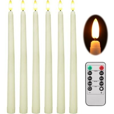 SANS MARQUE Lot De 6 Bougies Coniques Led Sans Flamme, Bougies Led Avec Télécommande Et Minuterie, Bougies À Flamme Vacillante Pour Noël, Mariage, Dîner Et Décoration De Noël (2 X 25 Cm, Beige) - Publicité SANS MARQUE Lot De 6 Bougies Coniques Led Sans Flamme, Bougies Led Avec Télécommande Et Minuterie, Bougies À Flamme Vacillante Pour Noël, Mariage, Dîner Et Décoration De Noël (2 X 25 Cm, Beige) - Publicité