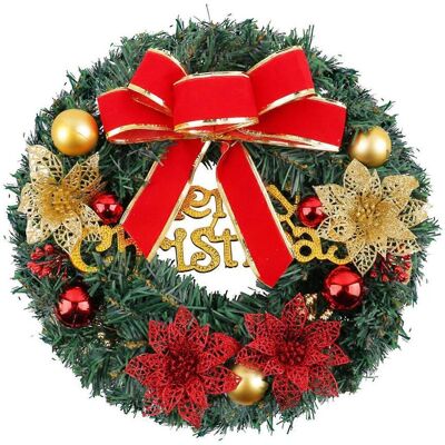 FLAMMKRAFT Couronne De Noël En Plastique Pour Porte D'Entrée, Décoration De Sapin Avec Boules, Ornement Pour Cheminée. Publicité FLAMMKRAFT Couronne De Noël En Plastique Pour Porte D'Entrée, Décoration De Sapin Avec Boules, Ornement Pour Cheminée. Publicité