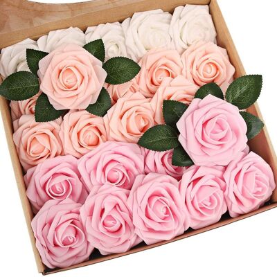 OEM 25pcs Rose En Mousse, Tige Ajustable, Fleur Artificielle, Feuille Incluse, Pour Mariage, Diy, Décoration Intérieure - Publicité OEM 25pcs Rose En Mousse, Tige Ajustable, Fleur Artificielle, Feuille Incluse, Pour Mariage, Diy, Décoration Intérieure - Publicité