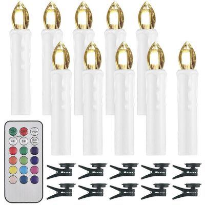 FLAMMKRAFT Lot De 10 Bougies Sans Flamme Avec Télécommande Et Clip, Luminosité Réglable, Effet Scintillant, À Piles - Publicité FLAMMKRAFT Lot De 10 Bougies Sans Flamme Avec Télécommande Et Clip, Luminosité Réglable, Effet Scintillant, À Piles - Publicité