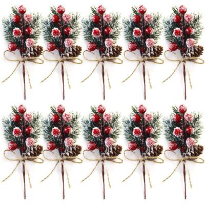 OEM Lot De 10 Tiges De Baies De Noël Rouges De 20 Cm - Petits Pics Et Sprays De Noël Artificiels Avec Pommes De Pin, Houx, Baies De Noël, Décorations De Fleurs Pour Couronnes De Noël - Publicité OEM Lot De 10 Tiges De Baies De Noël Rouges De 20 Cm - Petits Pics Et Sprays De Noël Artificiels Avec Pommes De Pin, Houx, Baies De Noël, Décorations De Fleurs Pour Couronnes De Noël - Publicité