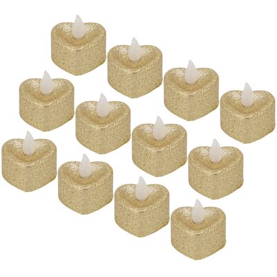 MCKENSA Lot De 12 Bougies Led Dorées En Forme De Cœur, Idéales Pour Décorer Une Chambre Secrète Lors D'Une Fête De Noël Ou D'Un Mariage. Publicité MCKENSA Lot De 12 Bougies Led Dorées En Forme De Cœur, Idéales Pour Décorer Une Chambre Secrète Lors D'Une Fête De Noël Ou D'Un Mariage. Publicité