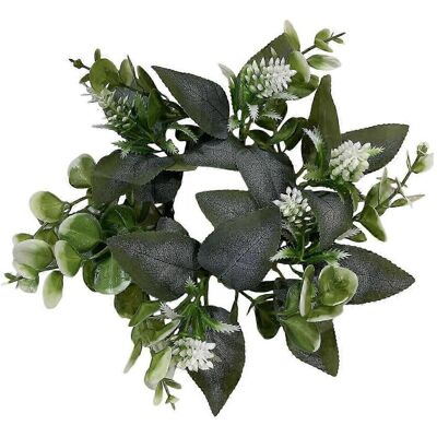 YUDO Couronne De Feuilles D'Eucalyptus, Anneaux De Bougies Artificielles Pour Décorations De Fête - Publicité YUDO Couronne De Feuilles D'Eucalyptus, Anneaux De Bougies Artificielles Pour Décorations De Fête - Publicité