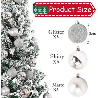 OEM Boules De Noël 24 Pièces Boules De Sapin De Noël,arbre De Noël Boules Plastique, Texture Givré Briller Diamant, Pour Décoration D'Arbre De Noël, Mariage, Décoration De Fête (argent) - Publicité OEM Boules De Noël 24 Pièces Boules De Sapin De Noël,arbre De Noël Boules Plastique, Texture Givré Briller Diamant, Pour Décoration D'Arbre De Noël, Mariage, Décoration De Fête (argent) - Publicité