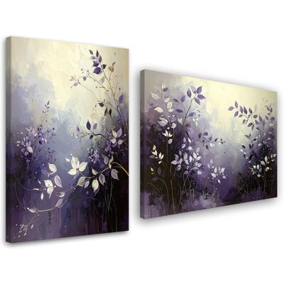 FEEBY Tableaux Sur Toile Lot Abstraction Violette Feuilles Plantes 2 X 80x120 - Publicité FEEBY Tableaux Sur Toile Lot Abstraction Violette Feuilles Plantes 2 X 80x120 - Publicité