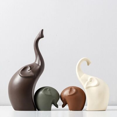 OEM Lot De 4 Statues Éléphants En Céramique - Objet De Décoration Design Pour Maison Salon Bureau - Figurine Familiale Moderne - Cadeau Anniversaire Mariage - Publicité OEM Lot De 4 Statues Éléphants En Céramique - Objet De Décoration Design Pour Maison Salon Bureau - Figurine Familiale Moderne - Cadeau Anniversaire Mariage - Publicité