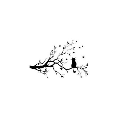 OEM Branche D'Arbre Feuilles Avec Chat Stickers Muraux Autocollants-crezuo - Publicité OEM Branche D'Arbre Feuilles Avec Chat Stickers Muraux Autocollants-crezuo - Publicité