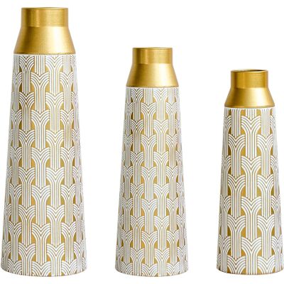 OEM Vase Décoratif Moderne En Métal Doré, Lot De 3 Vases Géométriques De Salon Ou Salle À Manger – Hauteurs 42 Cm / 51 Cm / 60,5 Cm – Idéal Pour Fleurs Séchées, Herbe De Pampas Et Décoration Intérieure - Publicité OEM Vase Décoratif Moderne En Métal Doré, Lot De 3 Vases Géométriques De Salon Ou Salle À Manger – Hauteurs 42 Cm / 51 Cm / 60,5 Cm – Idéal Pour Fleurs Séchées, Herbe De Pampas Et Décoration Intérieure - Publicité