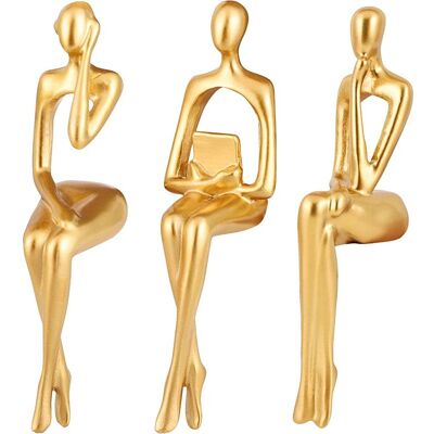 Vision Tigrezy Statue De Penseur Abstraite De Style Nordique Sculpture Créative En Résine Figurines En Or Pour La Décoration Intérieure Moderne Bureau Lot De 3 - Publicité Vision Tigrezy Statue De Penseur Abstraite De Style Nordique Sculpture Créative En Résine Figurines En Or Pour La Décoration Intérieure Moderne Bureau Lot De 3 - Publicité