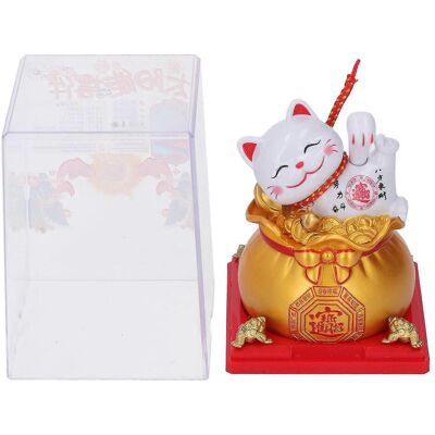 FLAMMKRAFT Statue De Chat Porte-bonheur À Capteur Solaire, Bras Agitant Automatiquement, Ornement Chat En Forme De Sac De Fortune Pour La Maison Ou La Voiture - Publicité FLAMMKRAFT Statue De Chat Porte-bonheur À Capteur Solaire, Bras Agitant Automatiquement, Ornement Chat En Forme De Sac De Fortune Pour La Maison Ou La Voiture - Publicité