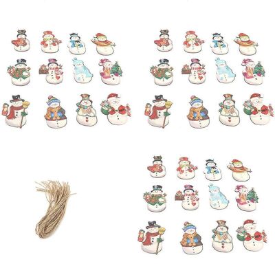 FLAMMKRAFT 36 Décorations De Noël En Bois En Forme De Bonhomme De Neige, À Suspendre Au Sapin, Avec Des Cordes En Chanvre Pour L'Hiver. Publicité FLAMMKRAFT 36 Décorations De Noël En Bois En Forme De Bonhomme De Neige, À Suspendre Au Sapin, Avec Des Cordes En Chanvre Pour L'Hiver. Publicité