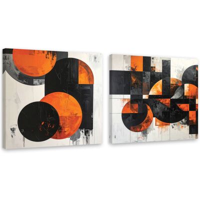 FEEBY Tableaux Sur Toile Lot Cercles Orange Et Formes Abstraites 2 X 30x30 - Publicité FEEBY Tableaux Sur Toile Lot Cercles Orange Et Formes Abstraites 2 X 30x30 - Publicité