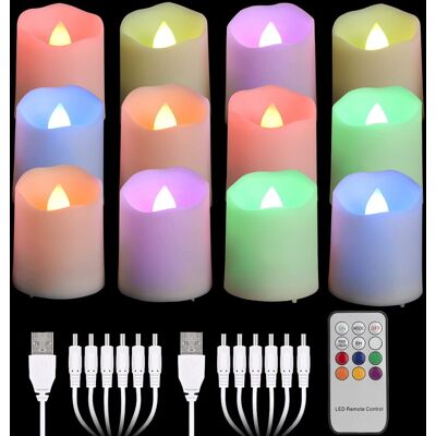 OEM 12 Bougies Led, Rechargeable, Télécommande, Minuterie, Flamme Vacillante, Rgb, Usb, Décoration Noël Halloween, 4 X 4.5cm - Publicité OEM 12 Bougies Led, Rechargeable, Télécommande, Minuterie, Flamme Vacillante, Rgb, Usb, Décoration Noël Halloween, 4 X 4.5cm - Publicité