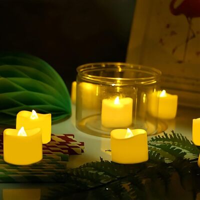 OEM 12 Bougies Led, Flamme Vacillante, Pile Cr2032 Incluse, Blanc Chaud, Décoration Mariage Noël Fête - Publicité OEM 12 Bougies Led, Flamme Vacillante, Pile Cr2032 Incluse, Blanc Chaud, Décoration Mariage Noël Fête - Publicité