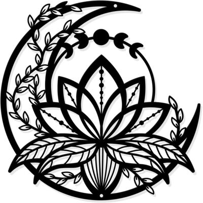 Generic Phase De Lune Avec Fleur De Lotus Décoration Murale En Métal, Décor Mural Suspendu De Style Mat Art Mural De Silhouette Pour La Maison Jardin Hôtel - Publicité Generic Phase De Lune Avec Fleur De Lotus Décoration Murale En Métal, Décor Mural Suspendu De Style Mat Art Mural De Silhouette Pour La Maison Jardin Hôtel - Publicité