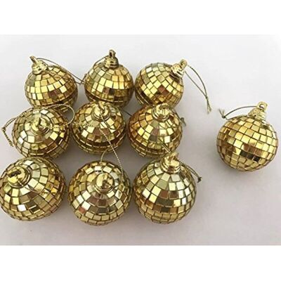 PELTOR Jeffergarden Boule De Noël Réfléchissante Dorée De 5 Cm, À Suspendre, Miroir, Décoration Pour Sapin. Publicité PELTOR Jeffergarden Boule De Noël Réfléchissante Dorée De 5 Cm, À Suspendre, Miroir, Décoration Pour Sapin. Publicité