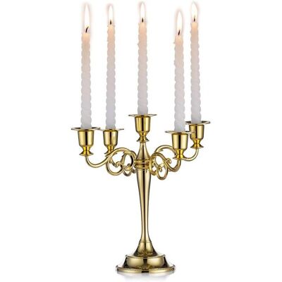 MOXIE Candélabres Bougeoirs Dorés 5 Bras En Métal Bougeoirs 27cm Haut Bougeoir Conique Pour Mariage Fête D'Anniversaire Table À Manger Salon Cheminée Décorations Noël - Publicité MOXIE Candélabres Bougeoirs Dorés 5 Bras En Métal Bougeoirs 27cm Haut Bougeoir Conique Pour Mariage Fête D'Anniversaire Table À Manger Salon Cheminée Décorations Noël - Publicité