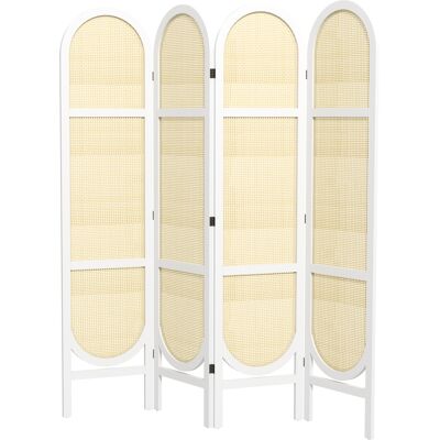 OEM Paravent Interieur En Bois 4 Panneaux 170 X 160 Cm Pliable Et Portable, Motif Tissé À La Main, Blanc - Publicité OEM Paravent Interieur En Bois 4 Panneaux 170 X 160 Cm Pliable Et Portable, Motif Tissé À La Main, Blanc - Publicité