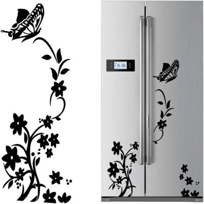 OEM 2pcs Noir Fleur Vigne Stickers Muraux Réfrigérateur En Pvc Papillon Autocollant Murales Amovible Art Décor Pour Placard Maison Cuisine - 5730cm - Publicité OEM 2pcs Noir Fleur Vigne Stickers Muraux Réfrigérateur En Pvc Papillon Autocollant Murales Amovible Art Décor Pour Placard Maison Cuisine - 5730cm - Publicité