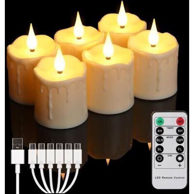 ABYSSE Bougies Sans Flamme Rechargeables, Avec Télécommande Et Minuterie, Bougies Chauffe-plat Led Réalistes À Piles, Lot De 6 Fausses Bougies Électriques Blanc Chaud (chargement Usb) - Publicité ABYSSE Bougies Sans Flamme Rechargeables, Avec Télécommande Et Minuterie, Bougies Chauffe-plat Led Réalistes À Piles, Lot De 6 Fausses Bougies Électriques Blanc Chaud (chargement Usb) - Publicité