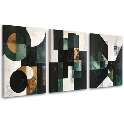 FEEBY Tableaux Sur Toile Lot Abstraction Géométrique Verte : Formes Circulaires 3 X 50x70 - Publicité FEEBY Tableaux Sur Toile Lot Abstraction Géométrique Verte : Formes Circulaires 3 X 50x70 - Publicité