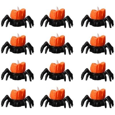 ALLAUVE Lot De 12 Bougies Décoratives Araignées Led Pour Halloween - Publicité ALLAUVE Lot De 12 Bougies Décoratives Araignées Led Pour Halloween - Publicité