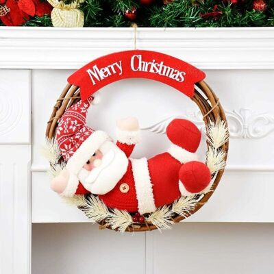 BRINSEA Décoration Suspendue De Noël Guirlande De Père Noël Guirlande Ronde Cadeaux Pour Le Nouvel An Couronne De Noël En Rotin Produits De Noël (b,35cm) - Publicité BRINSEA Décoration Suspendue De Noël Guirlande De Père Noël Guirlande Ronde Cadeaux Pour Le Nouvel An Couronne De Noël En Rotin Produits De Noël (b,35cm) - Publicité
