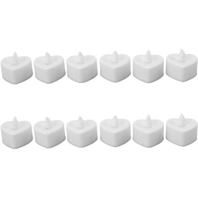 HEAT Lot De 12 Bougies Led En Forme De Cœur, Sans Flamme, À Piles, Blanches, Pour Décoration De Mariage Et De Fête. Publicité HEAT Lot De 12 Bougies Led En Forme De Cœur, Sans Flamme, À Piles, Blanches, Pour Décoration De Mariage Et De Fête. Publicité