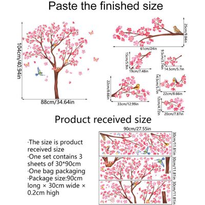 BRAST Stickers Muraux Cerisier Fleurs Roses Arbres Stickers Muraux Oiseaux Et Branches Décoration Murale - Publicité BRAST Stickers Muraux Cerisier Fleurs Roses Arbres Stickers Muraux Oiseaux Et Branches Décoration Murale - Publicité